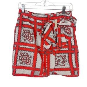 Leifsdottir Orange Mini Skirt with Geometric Pattern Size 6